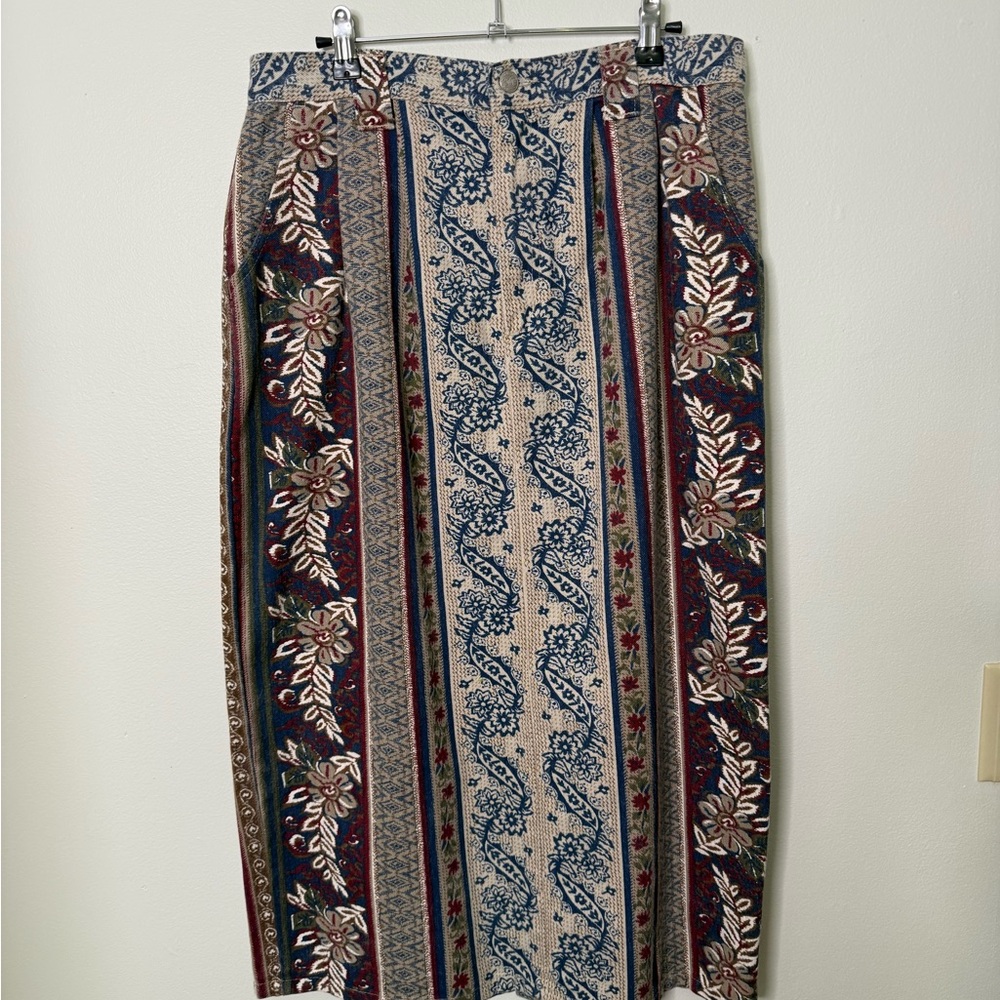 Vintage Bohemian Multicolor Highwaisted Maxi Skirt